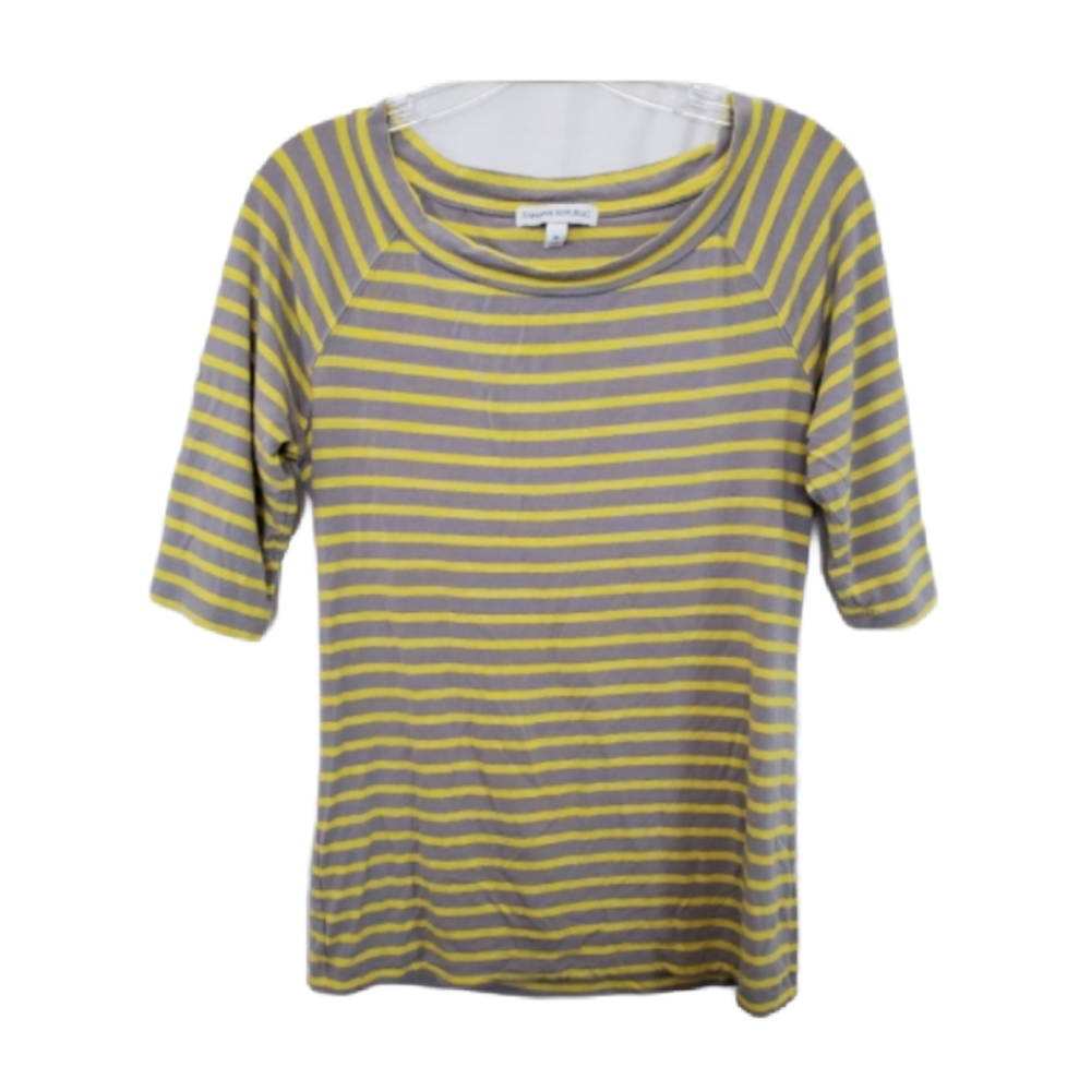 Banana Republic Yellow/Gray Striped Tee